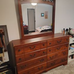 Dresser with Attached Mirror 