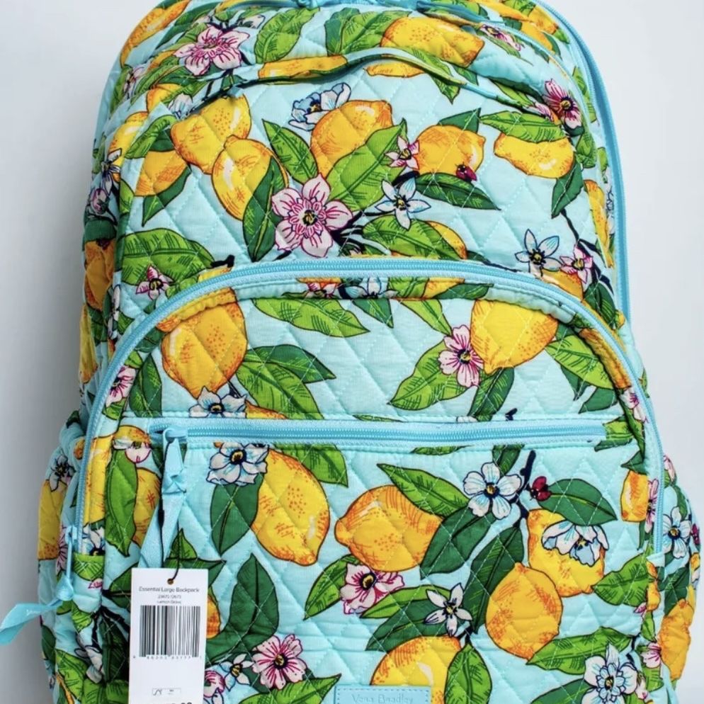Vera Bradley Lemons Quilted Small Compact Cotton Backpack Vera Bradley Essential Compact Sling Backpack Purse in Lemon  main image 2