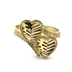Woman’s Ladies 10k Yellow Gold Double Heart Ring Size 6.5 GP3128112