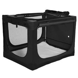 Deekuiwi 30-Inch Collapsible Travel Dog Crate, Portable 4-Door Soft Kennel for Medium to Large Dogs, Chew-Proof Mesh Windows, Indoor/Outdoor Use, Fold