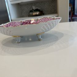 Antique French Handpainted Floral Ceramic Bowl