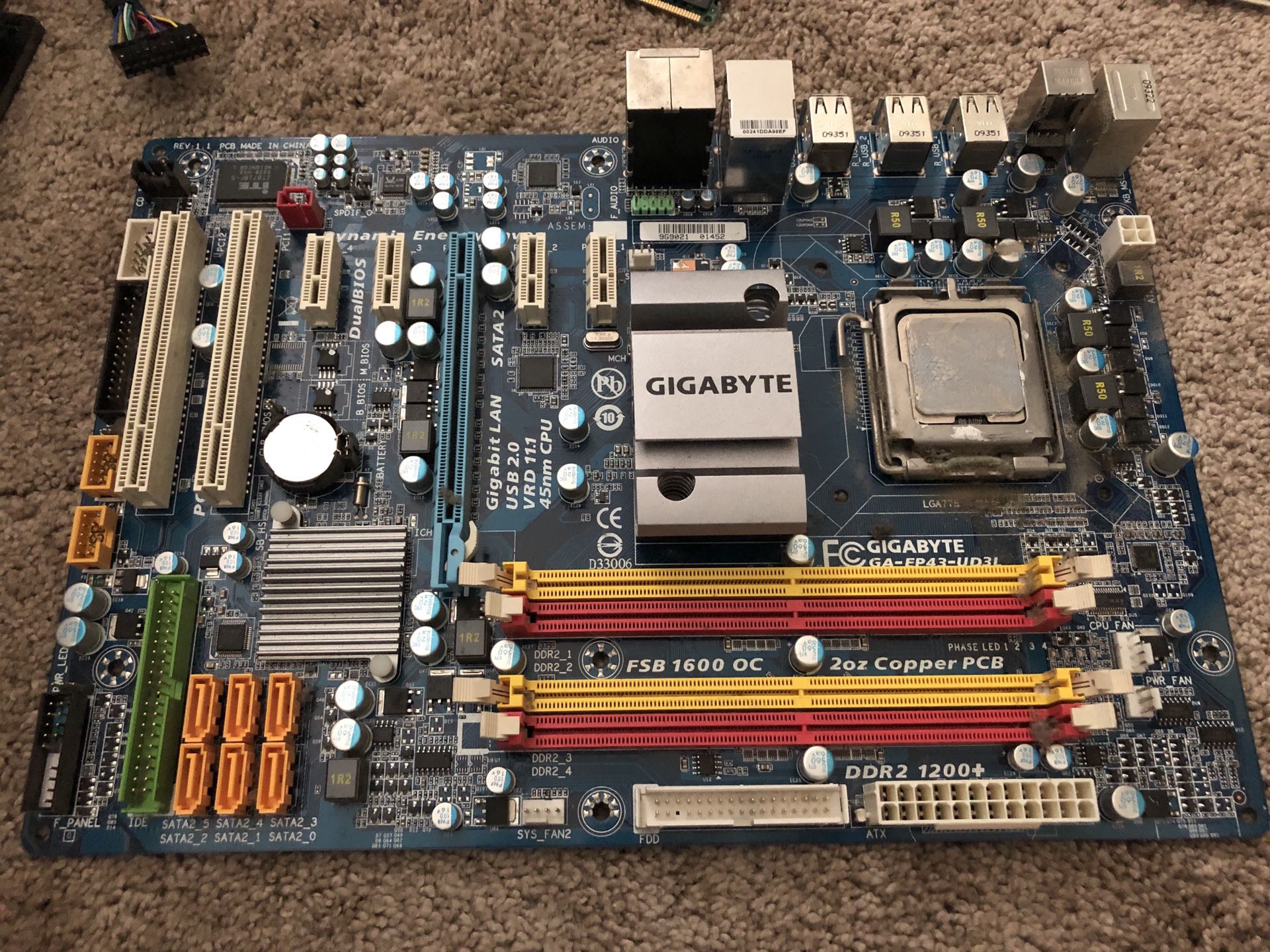 Computer parts, motherboard, memory ram, sound card, video card, power supply, CPU fan, computer fan.
