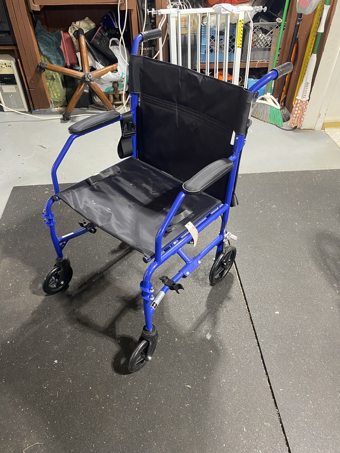 Lightweight Folding Transport Chair — Blue