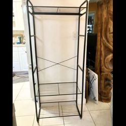 63" Metal Garment Rack with Shelves: 63" H x 26"W x 14.5"D