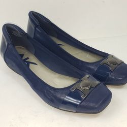 Anne Klein Sport Womens 9.5 M Akunalike Ballet Flat Slip On Shoes Blue