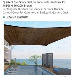 Quictent Sun Shade Sail for Patio with Hardware Kit 185GSM 26x20ft Brown Rectangular Outdoor Sunshades UV Block Outside Canopy Cover for Commercial, B
