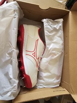 Mizuno Sweep 6 Low Women's Metal Fastpitch Softball Cleat SIZE 9 WHITE / RED