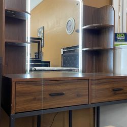 Brown LED Vanity Set with Stool