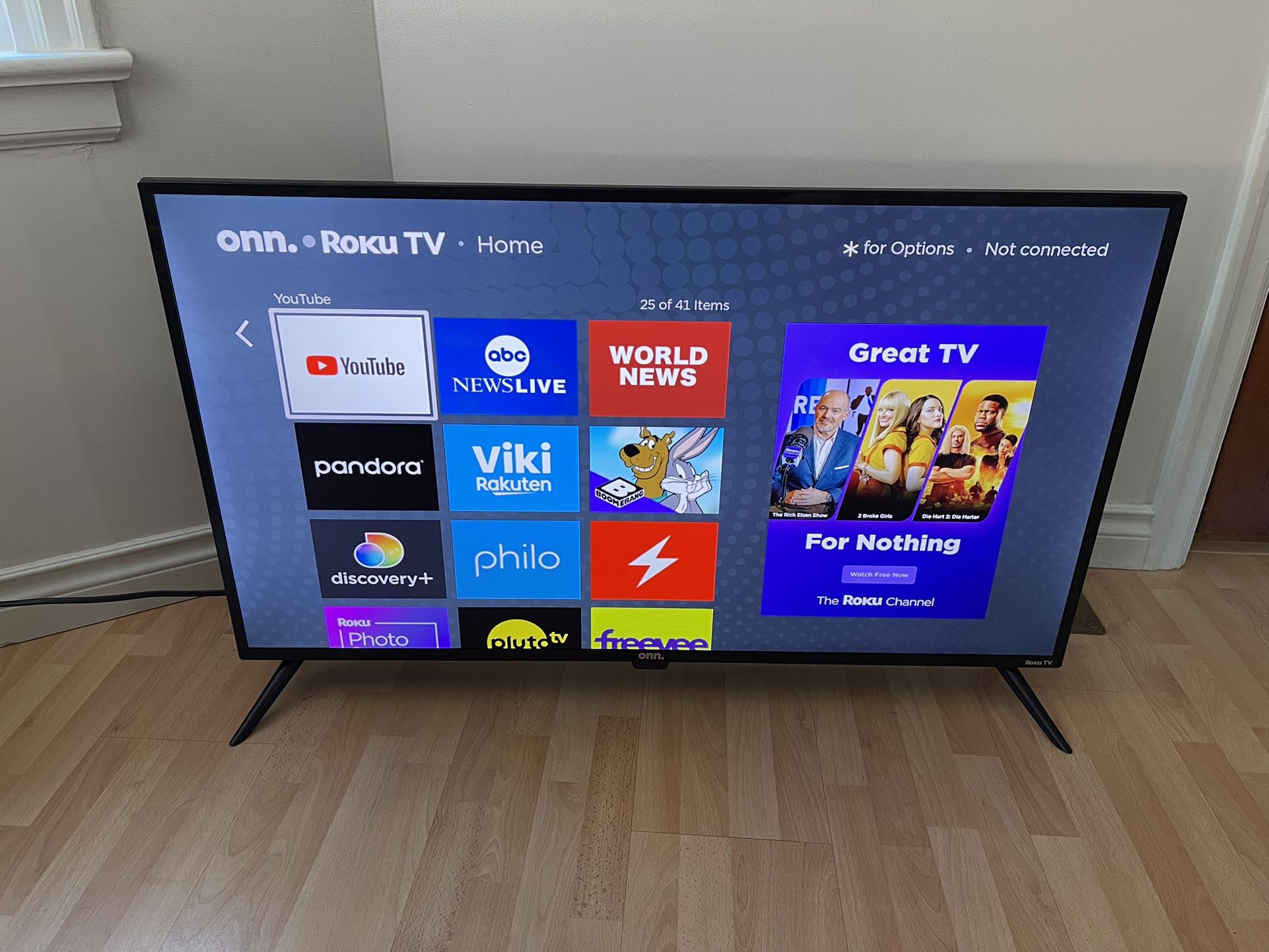 ONN 42” Class FHD Roku Smart Tv