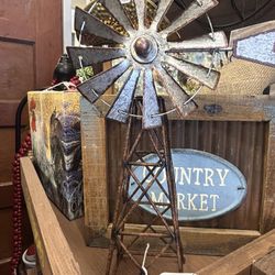 Vintage Metal Windmill Decor