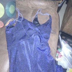 Beautiful Blue Glitter Gown For Quinceanera Or Graduation