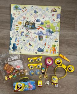 SpongeBob Sponge Bob Square Pants Toys Board Game Sunglasses Plush Spinner Storage Pail Huge Lot