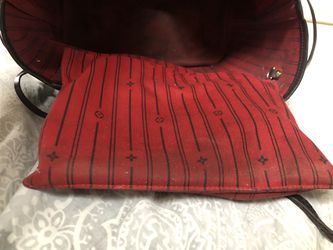 RARE Authentic Louis Vuitton Red Leather and Brown Monogram Coated Canvas  Tote for Sale in West Palm Beach, FL - OfferUp