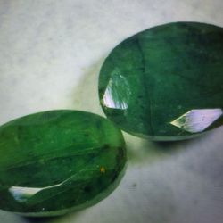 Dark Green Oval Cut Emeralds 1.6 Cts Price. Drop 