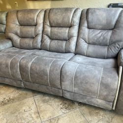 Gray Power Recliner Sofa 
