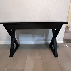 Black Glass Top Desk With Slidding Drawer 