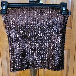 Womens Brown Blingy Skirt, One Size
