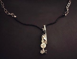 Designer Silver Black & White Diamond Necklace by isRude