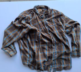 The Foundry Supply Co. Brown & Blue Plaid Flannel Shirt - Long Sleeve (Size 3XLT)