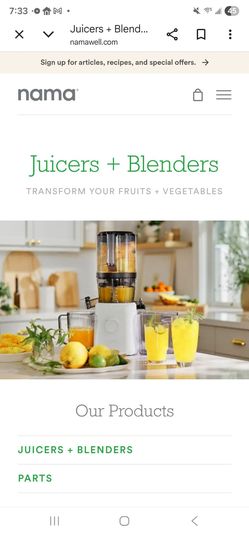 White Nama J2 Cold Press Juicer. New in box. Sells for $650 with tax. This is a steal at 50% off! Only $325