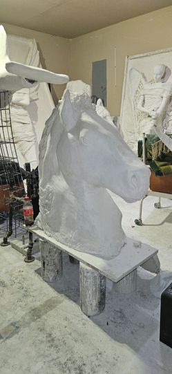Plaster Roman warhorse sculpture