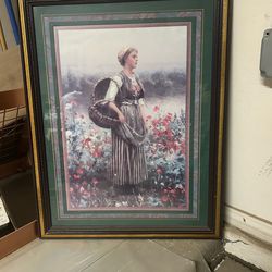 painting "The Flower Girl" by the American artist Daniel Ridgway Knight - by Home Interiors & Gifts