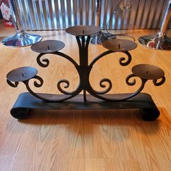 Beautiful  IRON CANDLE OPERA...Holds 5 Piller Candles...Heavy  Good Quality!