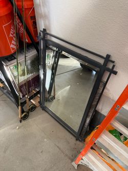 Black Metal Framed Wall Mirror