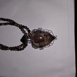 Sterling Silver Green Agate Necklace