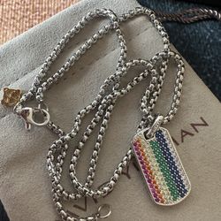 David Yurman Colorful Dog Tag Pendant Necklace