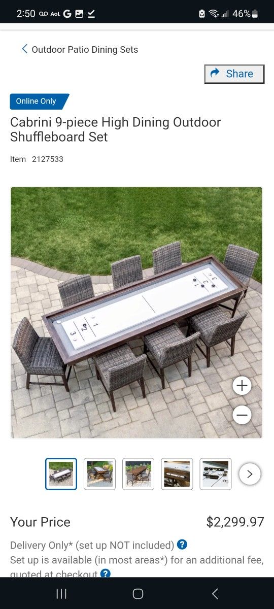 Cabrini 9-piece High Dining Outdoor Shuffleboard Set $1,900
