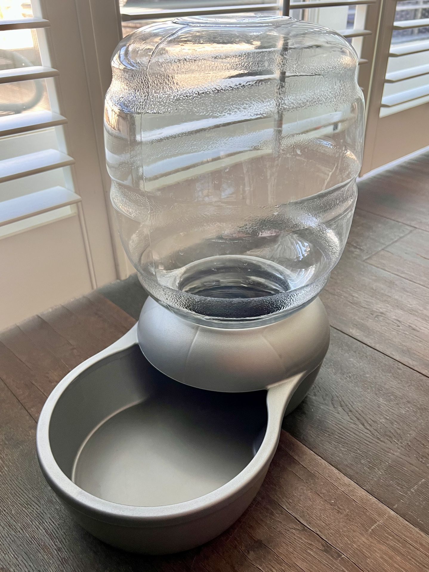 Petmate Replendish Waterer W/ Microban for Dogs, 2.5 Gallon in gray color.