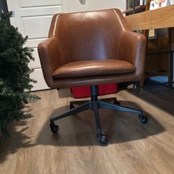 Molasses Helvetica Leather Swivel Office Chair