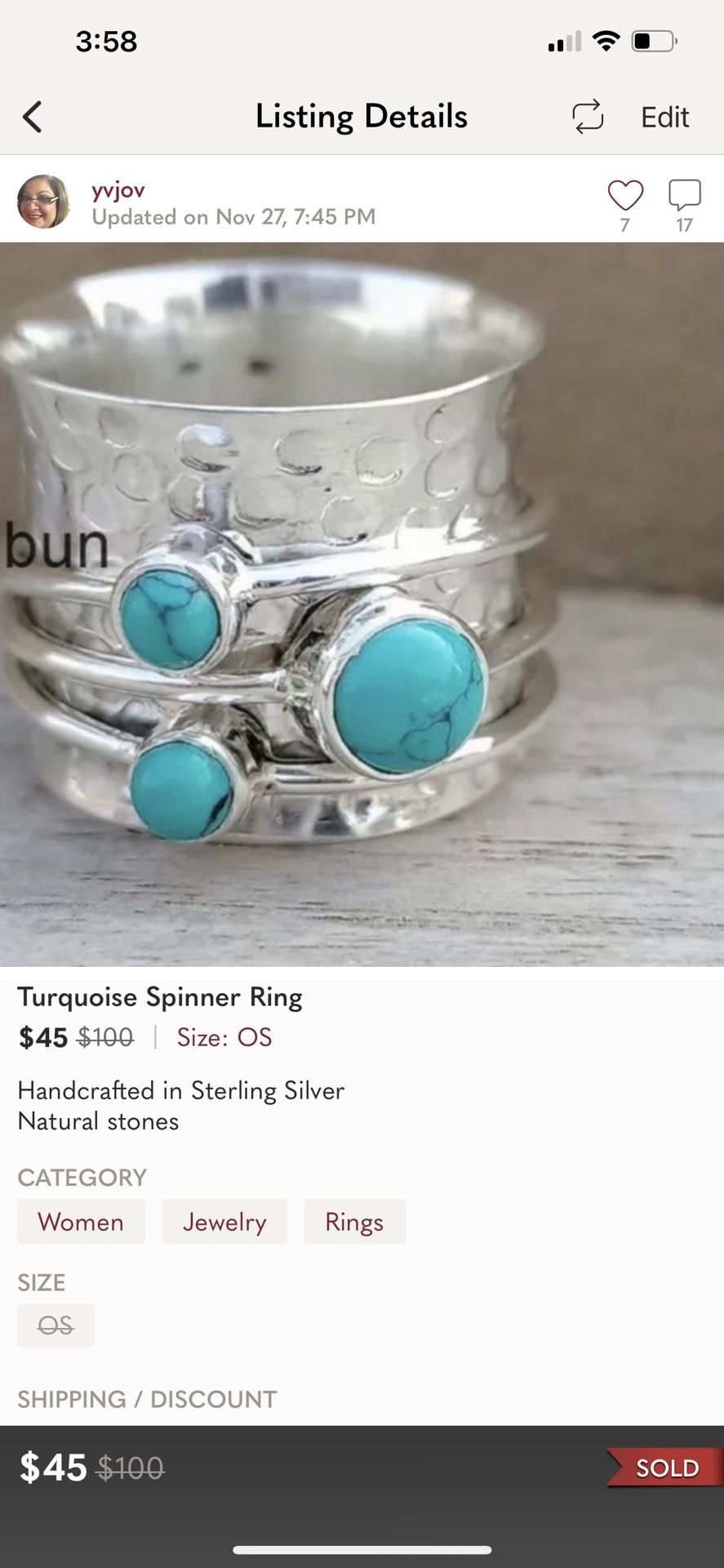 Turquoise Spinner Ring