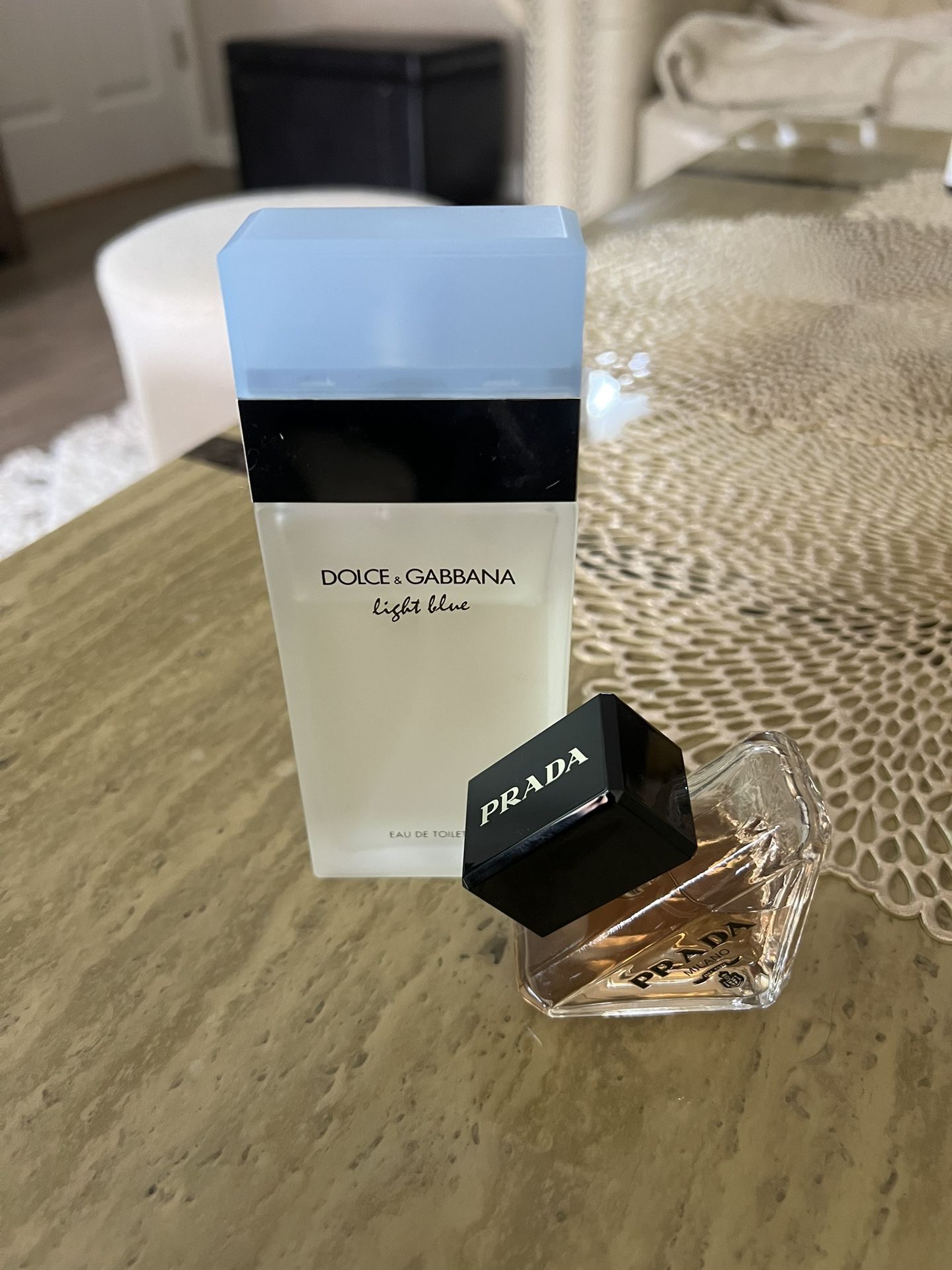 D&G Light Blue 3.3 Oz Eau De Toilette And Prada Paradoxe 1 Oz. Eau De Parfum