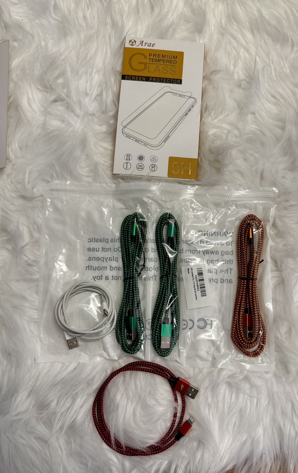 iPhone bundle - 5 charging cables for 14 or older phones and screen protector for iPhone 11