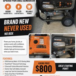 Generac GP6500 Portable Generator – BRAND NEW