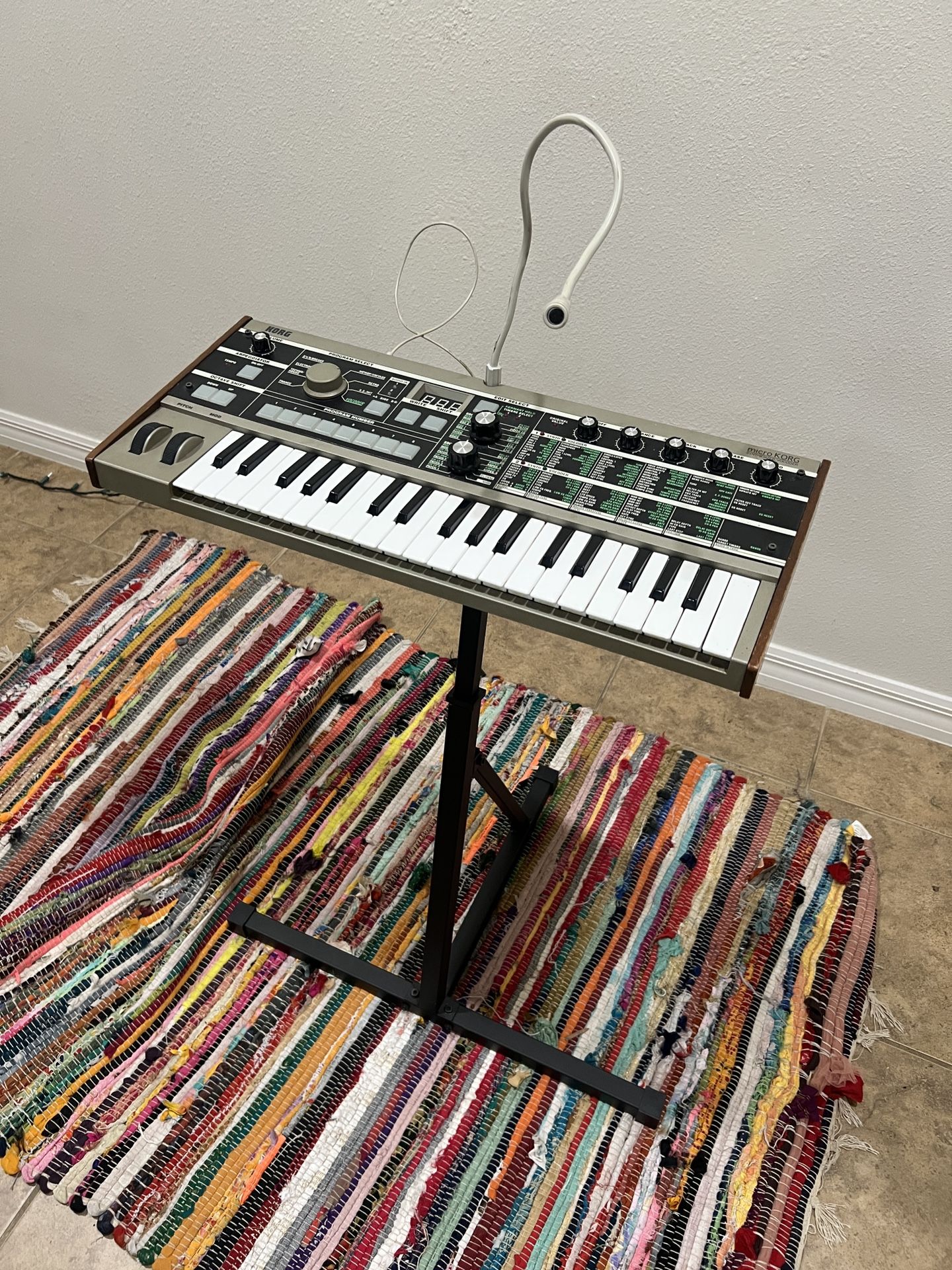 Korg MicroKorg synthesizer with stand and original microphone