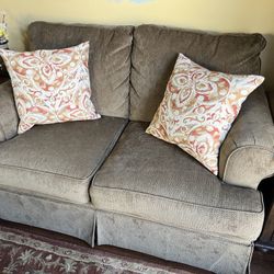 Matching Loveseat And Chair, Table & Floor Lamps