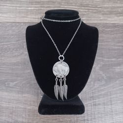 Silver Toned Buffalo Nickel Pendant Chain