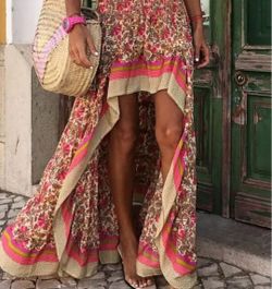 Cute Pink Floral Skirt