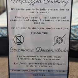 Unplugged Wedding Ceremony sign (bilingual)
