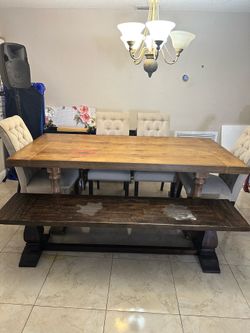 Heavy dining wood table