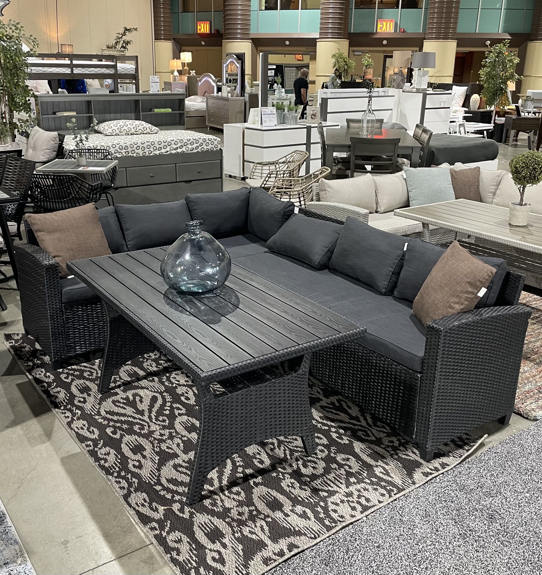 Outdoor Patio Dining Table Bench Set