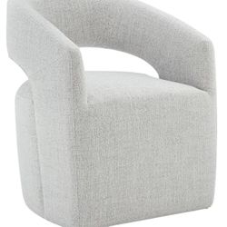 1pc Upholstered Dining Chairs with Casters No Assembly Modern Barrel Armchair with Rollers for Diningroom Bedroom Livingroom Reading Room,Milk