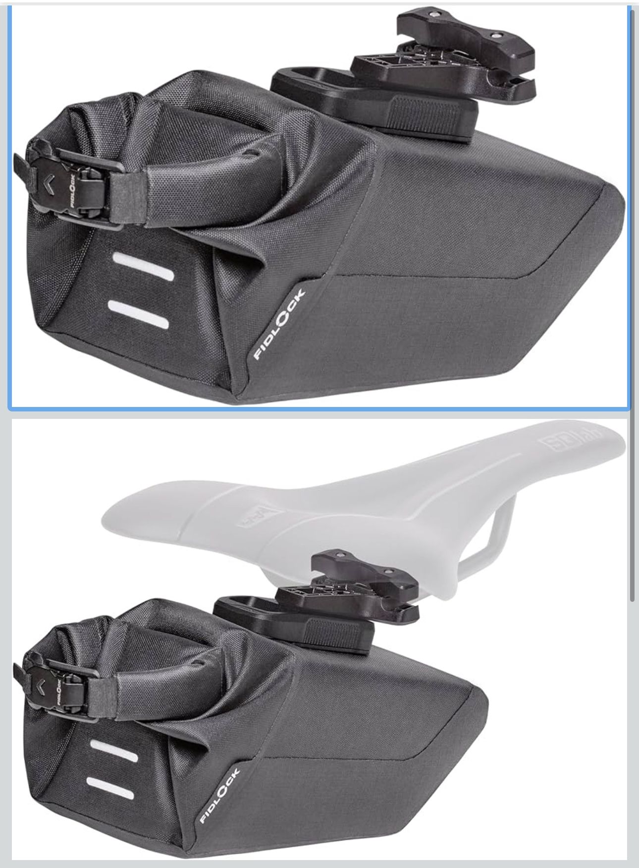 FIDLOCK Pinclip Saddle Bag + Base | Compact, Weather-Resistant Bike Bag with Magnetic-Mechanical Attachment For Secur