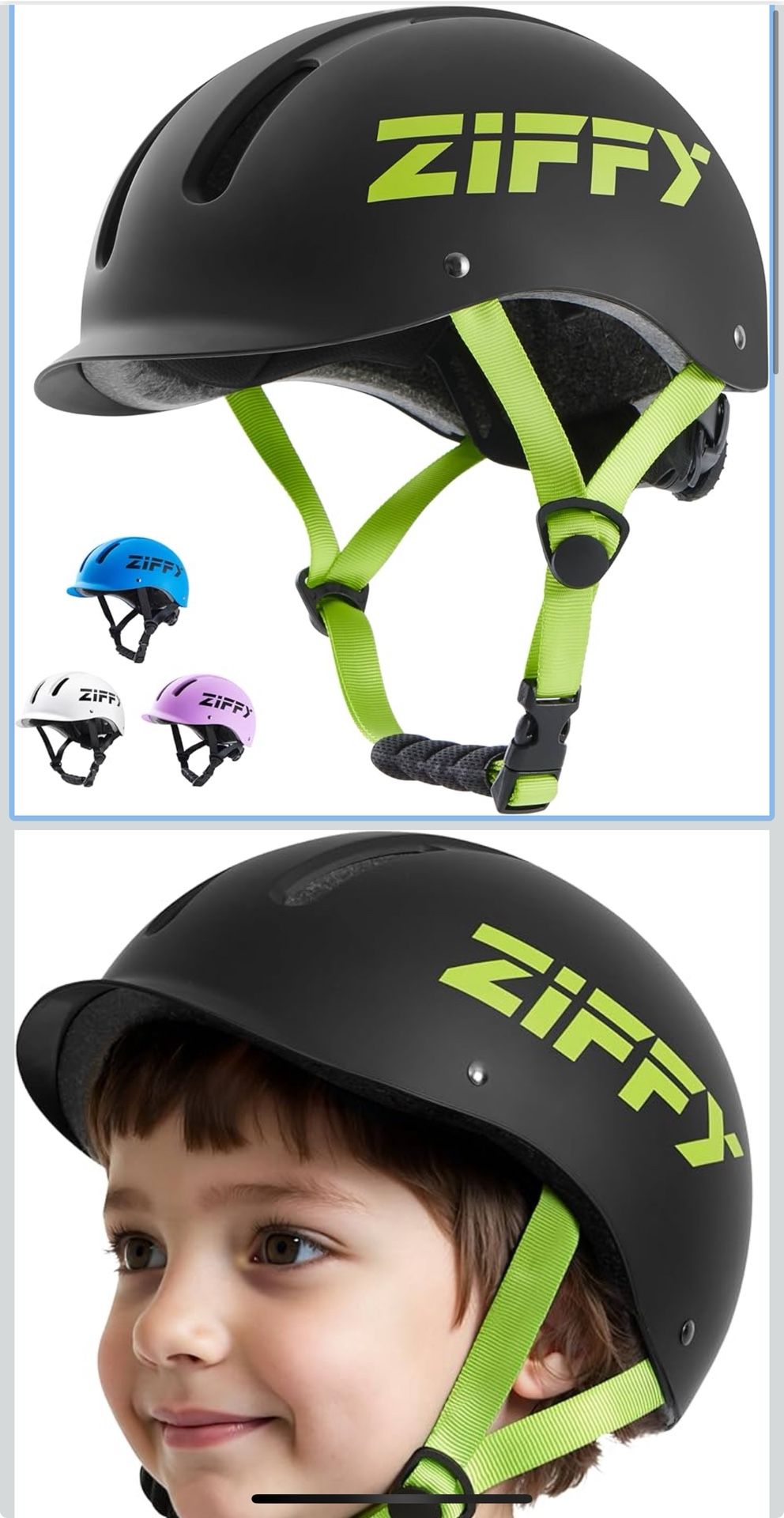 New ZIFFY Kids/Toddler Bike Helmet, Adjustable, Lightweight, Safety Certified Scooter Helmet for Boys & Girls with Washable Inner Lining, 2 Sizes, 4 C