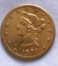 1901 $10 Ten Dollar Liberty Head Gold Eagle Coin Bullion High Grade Quality mint condition