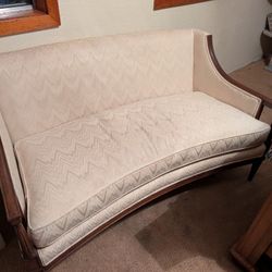 White Loveseat Antique Curved Couch