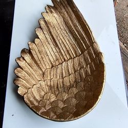 Gold Angel/Bird Wing Tray - Metal - Decorative - 13 Inches